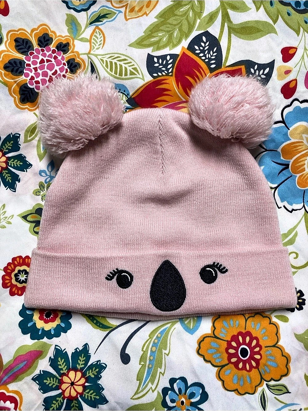 Old Navy Koala Pom-Pom Beanie Pink Girls Large
